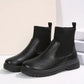 Bottines garçon noires sans lacets – Chaussures confortables style mocassins élastiques