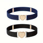 Ceinture Femme Élastique avec Boucle Cœur Dorée, coloris Noir bleu