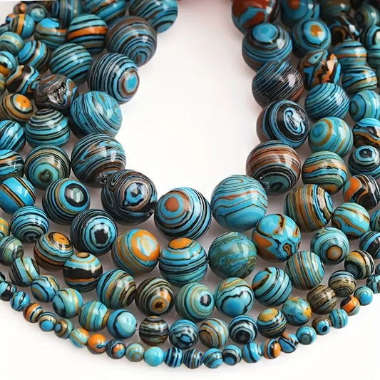 Perles rondes en pierre naturelle jaspe océan – Pierres précieuses en vrac pour création de bijoux et lithothérapie