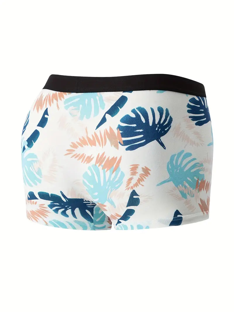 Pack de 4 Boxers Homme – Sous-vêtements à Motifs Tropicaux Colorés en Tissu Stretch