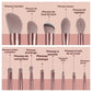 Pack de 12 Pinceaux Maquillage Professionnels – Brosse Teint, Yeux & Lèvres avec Étui Doux
