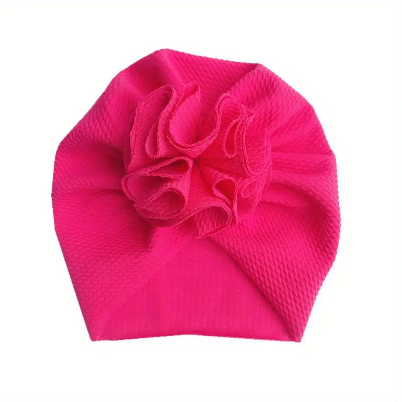Turban Bébé avec Fleur en Tissu – Chapeaux et Casquettes Enfant Élégants | Bonnet Mode Fille Confort & Style