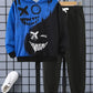 Ensemble Garçon Sweat à Capuche Imprimé Graphique + Pantalon Jogging – Tenue Décontractée Stylée