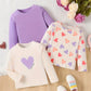 T-shirt Fille Manches Longues Motif Cœur – Hauts Enfant Coton Confortables et Tendance
