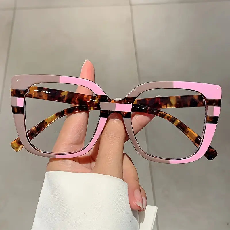 Lunettes de vue femme oversize – Monture papillon rose et écaille tendance