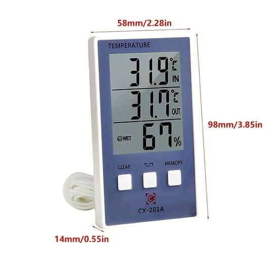 Thermomètre Numérique avec Sonde Filaire – Mesure Précise de la Température Intérieure et Extérieure | Écran LCD Clair