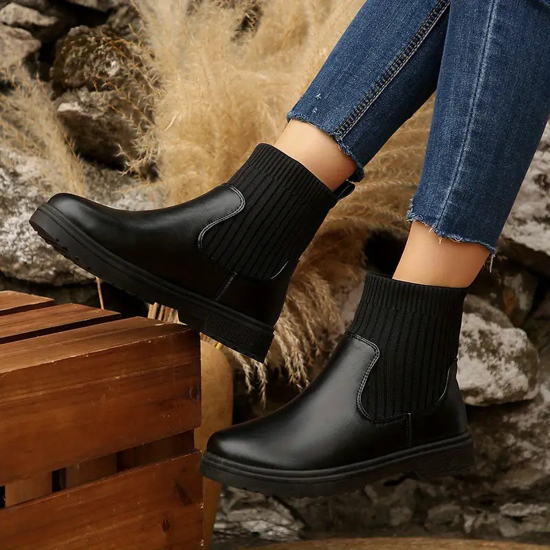 Bottines garçon noires sans lacets – Chaussures confortables style mocassins élastiques