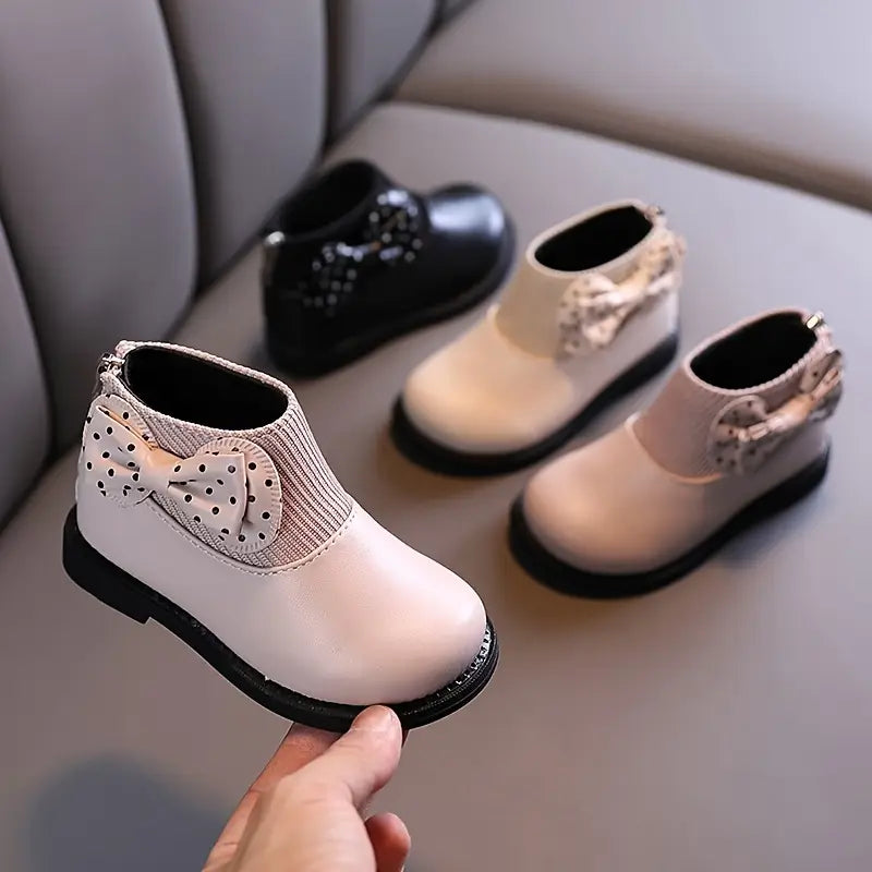 Bottines bébé fille élégantes avec nœud décoratif – Chaussures automne hiver confortables