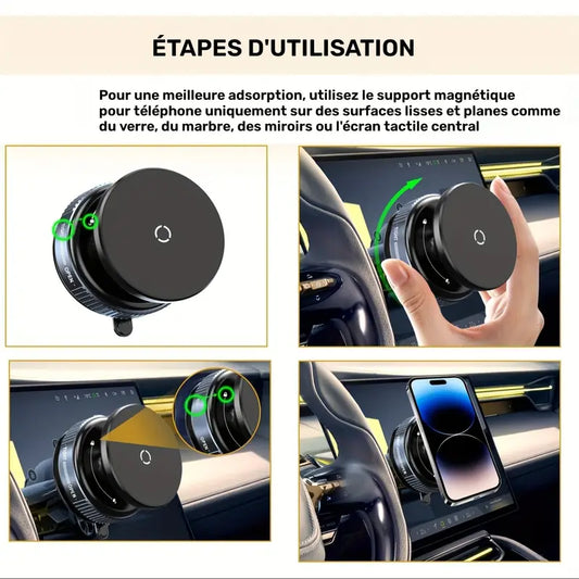 Support Téléphone Voiture Magnétique Puissant – Rotation 360° avec Fixation Sécurisée et Design Élégant