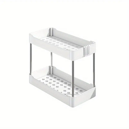 Étagère de rangement à 2 niveaux pour bureau – Organisateur compact en plastique et métal, idéal pour fournitures et accessoires