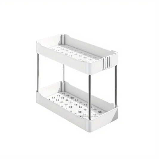 Étagère de rangement à 2 niveaux pour bureau – Organisateur compact en plastique et métal, idéal pour fournitures et accessoires