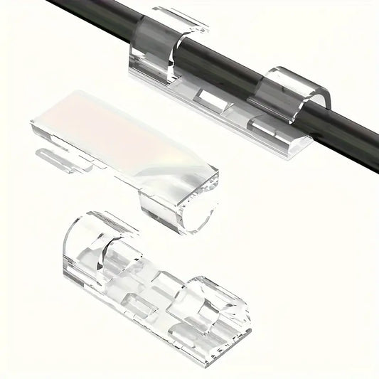 Clips adhésifs transparents pour câbles – Fixation murale sans perçage, gestion discrète des fils électriques et USB