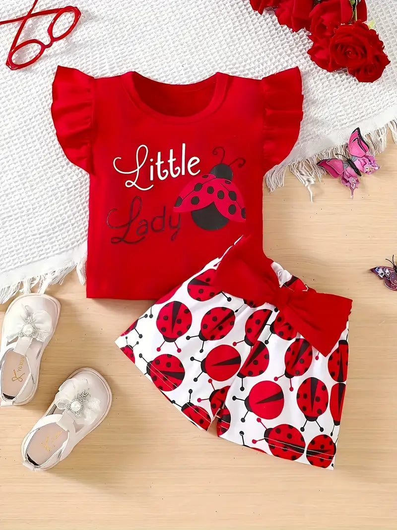 Haut bébé fille rouge avec motif coccinelle – T-shirt manches courtes été Little Lady