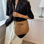 Sac bandoulière femme en paille tressée