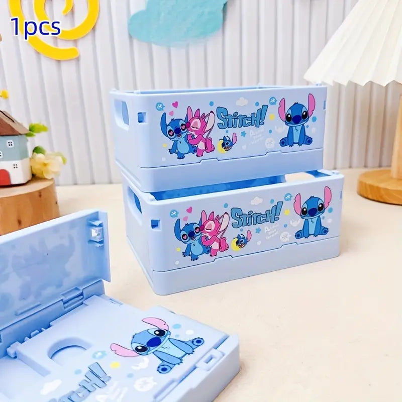 Boîte de Rangement Papeterie Bébé Motif Stitch – Organisateur Bureau Enfant pour Crayons et Accessoires