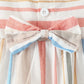 Combinaison bébé fille à rayures – Cadeau naissance avec nœud et bandeau assorti