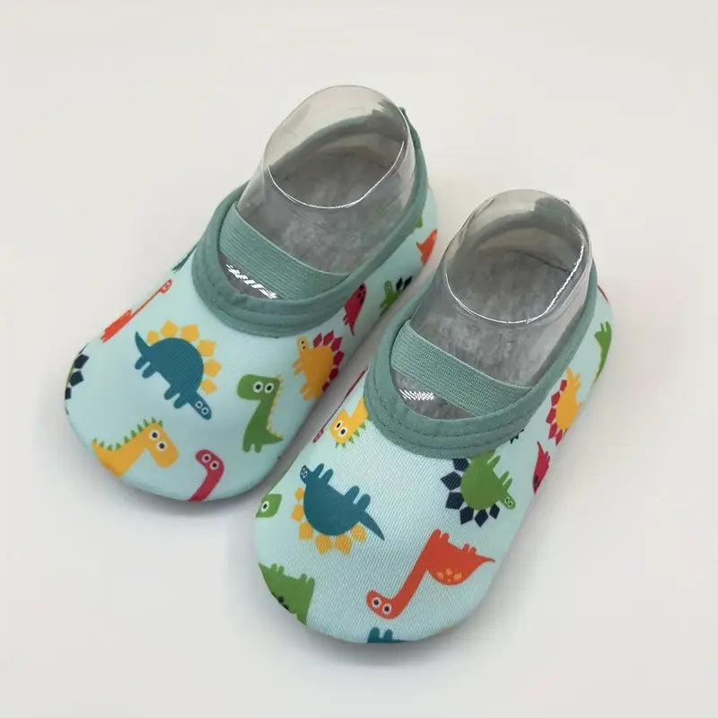 Chaussettes chaussures bébé antidérapantes – Bas souples colorés avec motifs animaux et dinosaures pour premiers pas