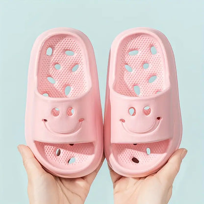 Sandales fille colorées antidérapantes – Claquettes d’été légères avec motif smiley
