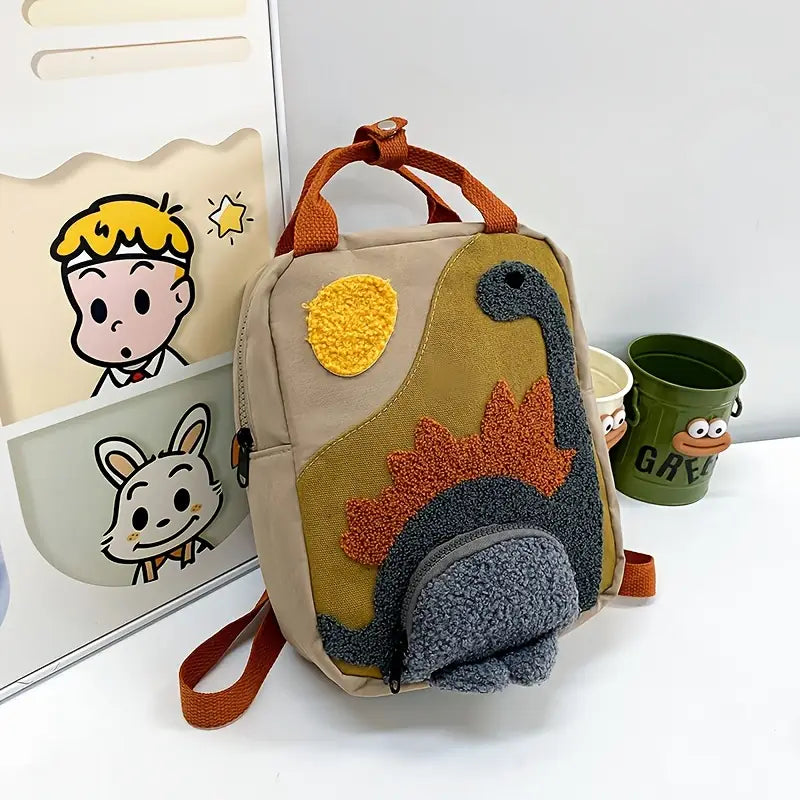 Sac à Dos Enfant Beige avec Bretelles Colorées – Cartable Maternelle Léger et Pratique