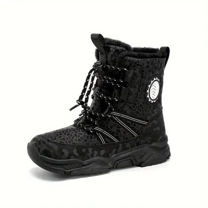 Bottes garçon hiver noires – Chaussures chaudes imperméables avec semelle antidérapante