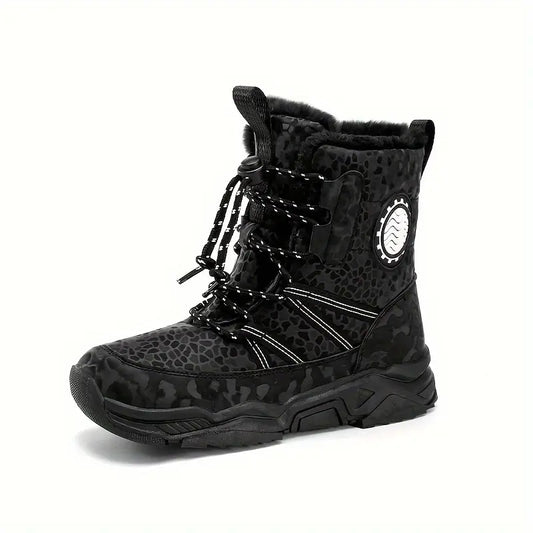 Bottes garçon hiver noires – Chaussures chaudes imperméables avec semelle antidérapante
