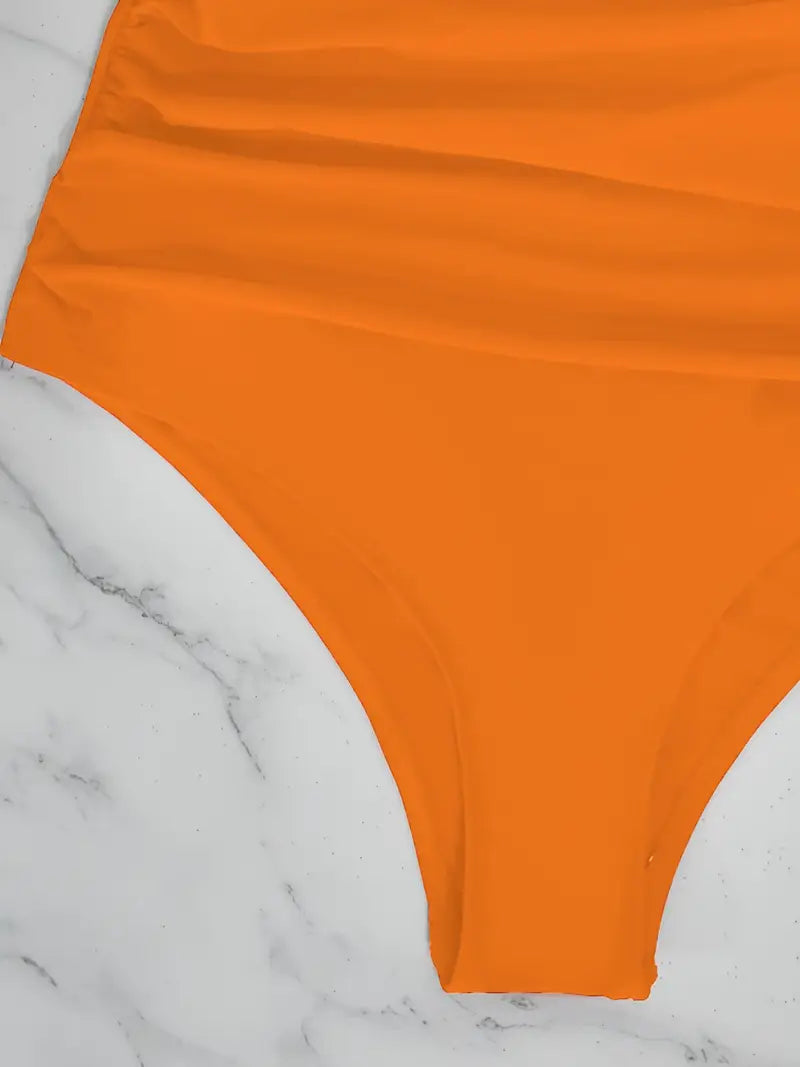 Maillot de bain une pièce tendance à manches volantées et découpe ventre