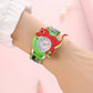 Montre Enfant Dinosaure Rouge – Bracelet Silicone Vert, Cadran Chiffres Colorés