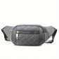 Sac banane bandoulière chic en tissu matelassé, coloris Gris