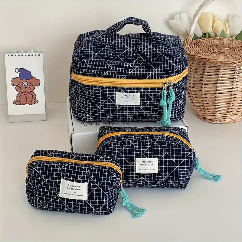 Trousse de toilette violet à motif  Set de 3 pochettes pratiques et tendance