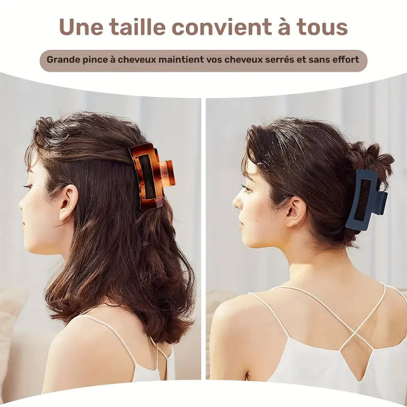 Pince à Cheveux Antidérapante Mat – Grand Modèle Minimaliste pour Cheveux Épais ou Fins