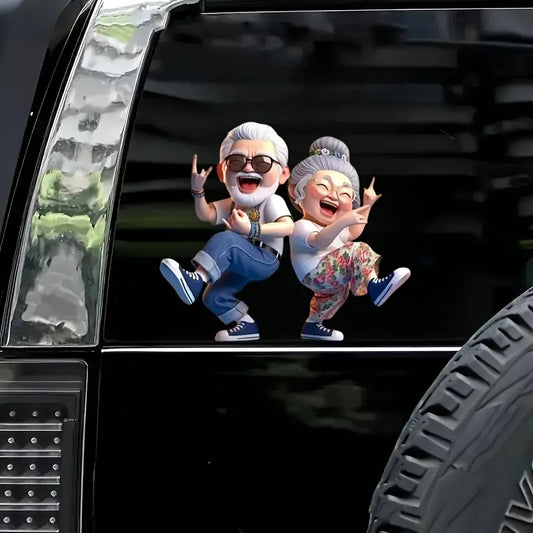 Autocollant Voiture Couple de Personnages Rigolos – Sticker Décoratif Amusant et Original