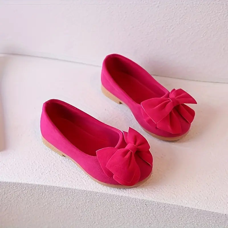 Ballerines fille roses avec grand nœud – Chaussures élégantes et confortables pour cérémonie et fête
