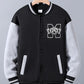 Veste teddy garçon noire et grise – Blouson varsity collège tendance