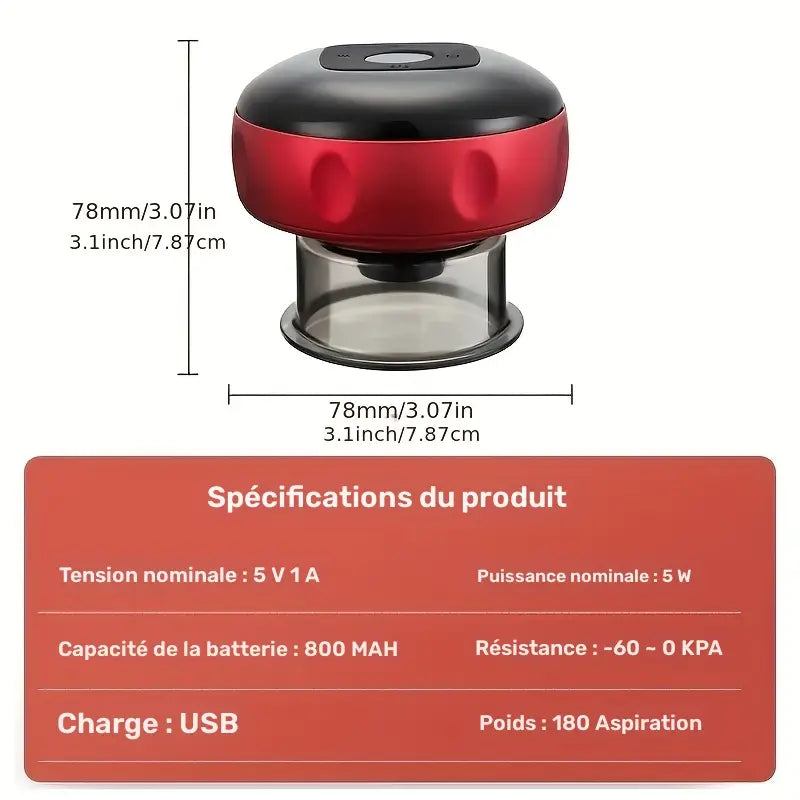 Masseur Électrique à Ventouse avec Chauffage – Thérapie par Aspiration et Massage Profond Anti-Douleur
