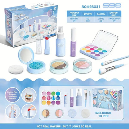 Coffret Maquillage Enfant Non Toxique – Kit de Jeu d’Imitation avec Fards, Pinceaux et Rouge à Lèvres