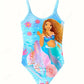 Maillot de bain fille une pièce motif sirène princesse – Bleu océan avec bretelles fines