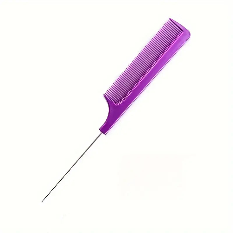 Peigne à Queue Fine pour Séparation et Coiffage Précis – Lot de 2 Antistatiques (Noir & Violet) – Idéal Tresses, Mèches et Chignons