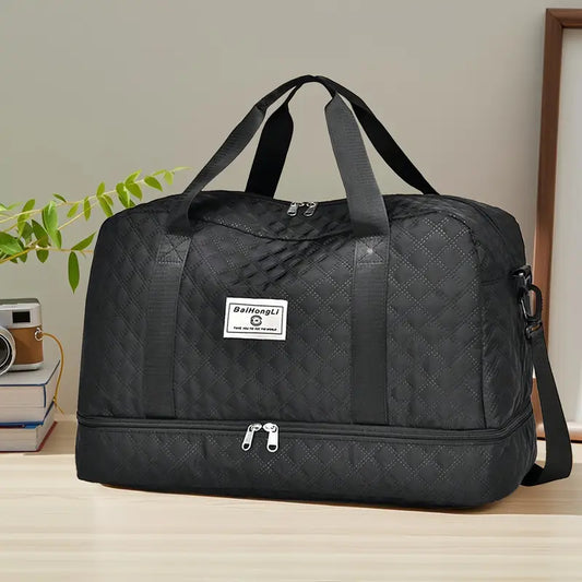 Sac de Sport Matelassé – Grande Capacité, Compartiment Chaussures et Bandoulière Ajustable pour Voyage, Fitness et Week-End