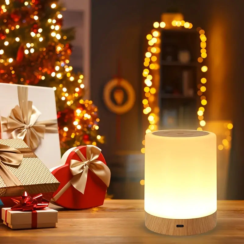 Lampe de bureau tactile LED multicolore avec base effet bois – Éclairage d’ambiance RGB pour bureau ou chambre