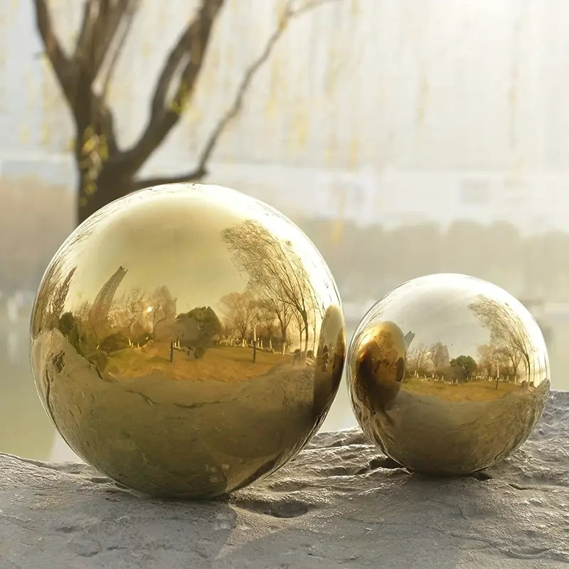 Boule Miroir Décorative de Jardin – Sculpture Moderne en Acier Inoxydable pour Extérieur, Terrasse et Étang