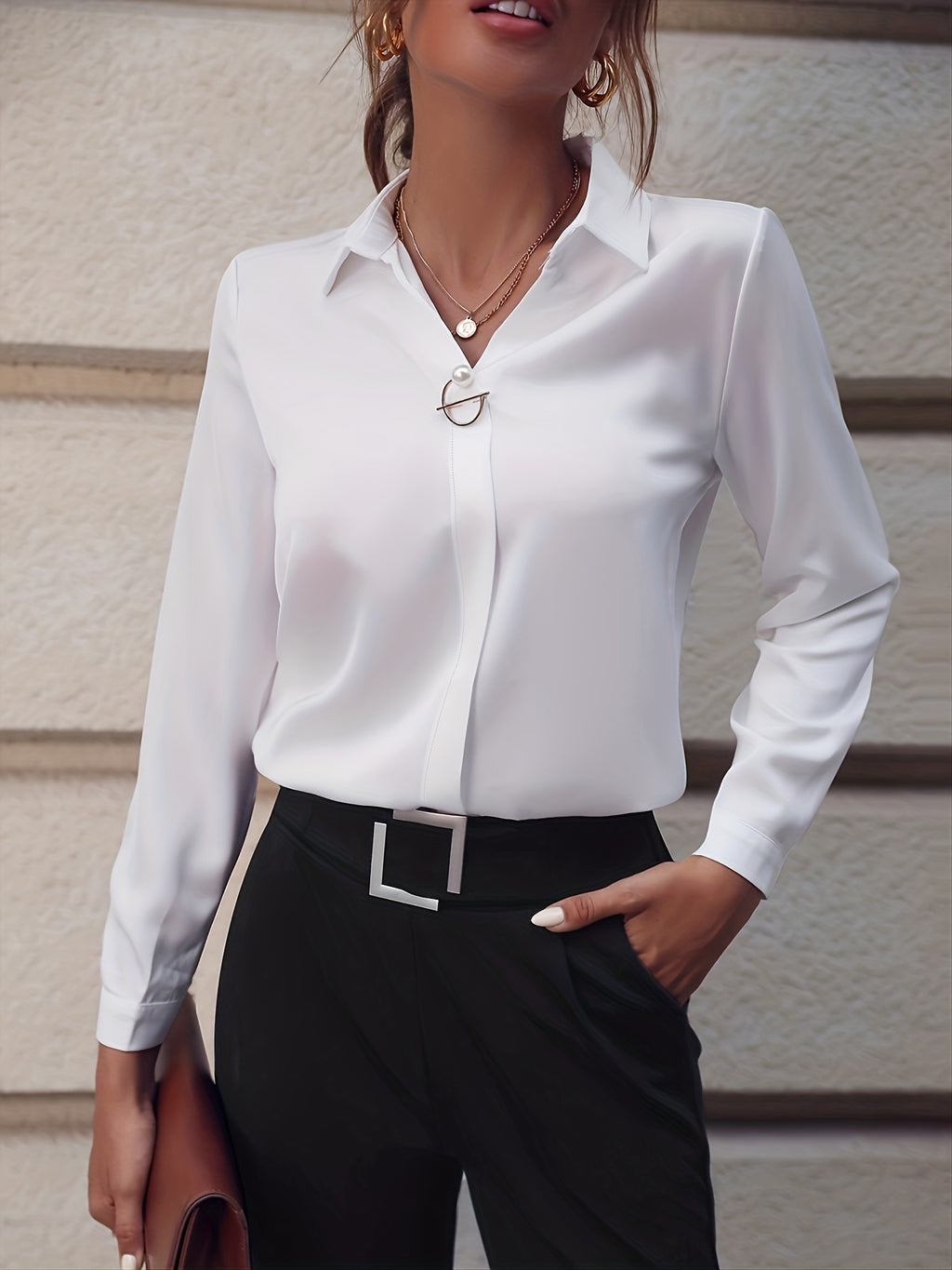 Blouse Femme Élégante Boutons Perle