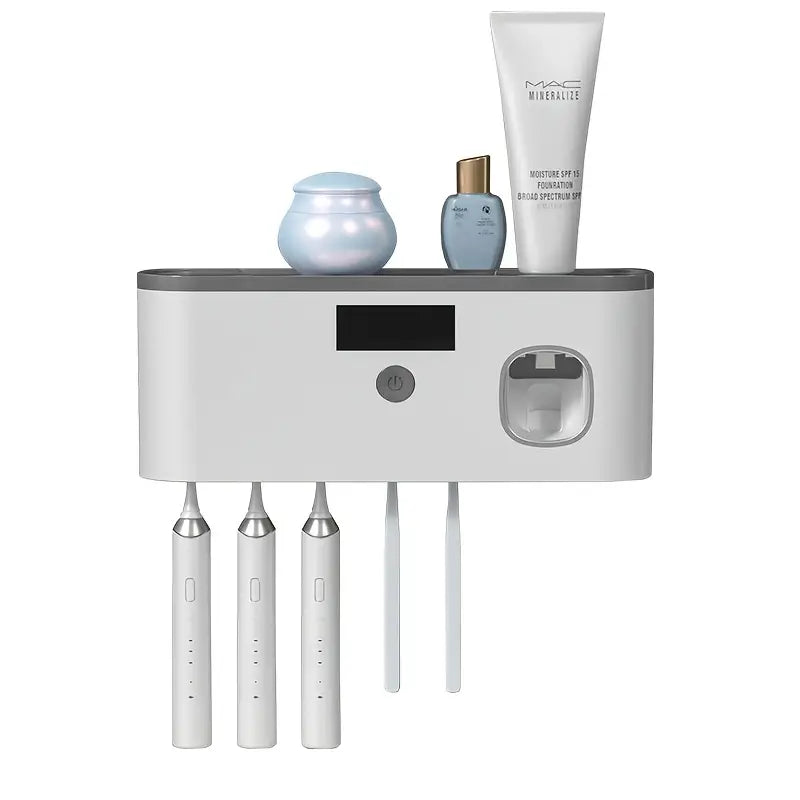 Station de Désinfection UV et de Chargement pour Brosses à Dents Électriques – Organisateur Mural Multifonction Soins Bucco-Dentaires