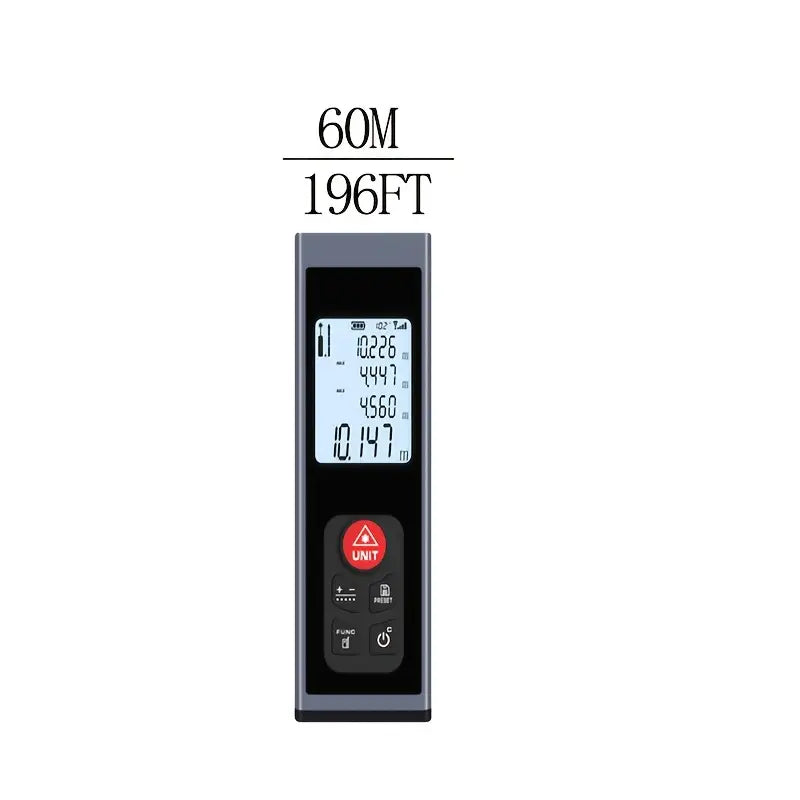 Télémètre Laser Numérique 60M / 196FT – Appareil de Mesure de Distance Haute Précision avec Écran LCD