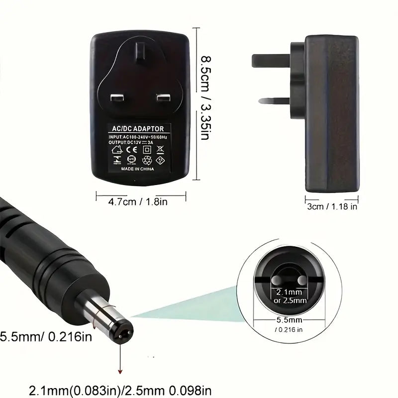 Chargeur Secteur 12V 2A – Adaptateur Alimentation AC/DC Universel avec Prise UK et Câble DC