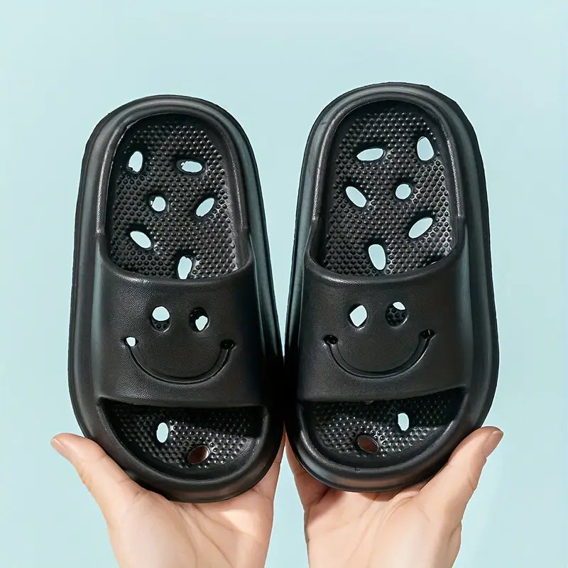 Sandales fille colorées antidérapantes – Claquettes d’été légères avec motif smiley