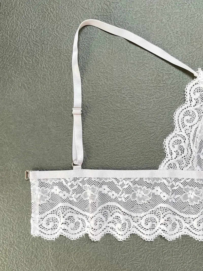 Ensemble Lingerie Femme Satin Rayé et Dentelle – Sous-vêtements et Pyjamas Sexy 2 Pièces Bralette & Short