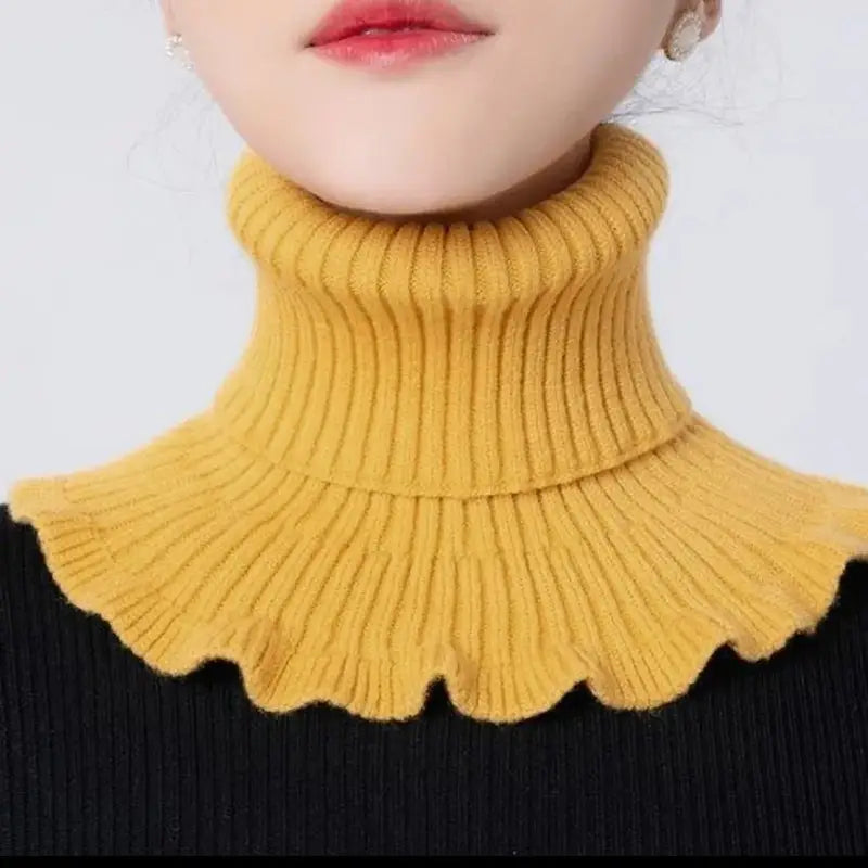 Faux col femme col roulé tricot gris – Col amovible chaud et élégant pour pulls et manteaux