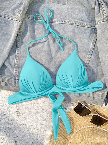 Haut de Bikini Femme Triangle – Coloris, Style Minimaliste à Nouer dans le Dos