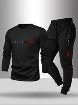 Ensemble de sport homme – Sweat à manches longues + Pantalon jogging, coloris Noir