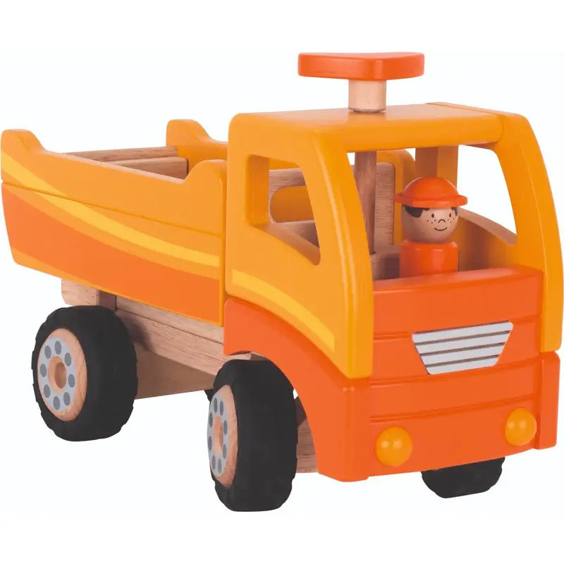 Camion benne en bois pour enfants – Jouet de chantier éducatif et robuste